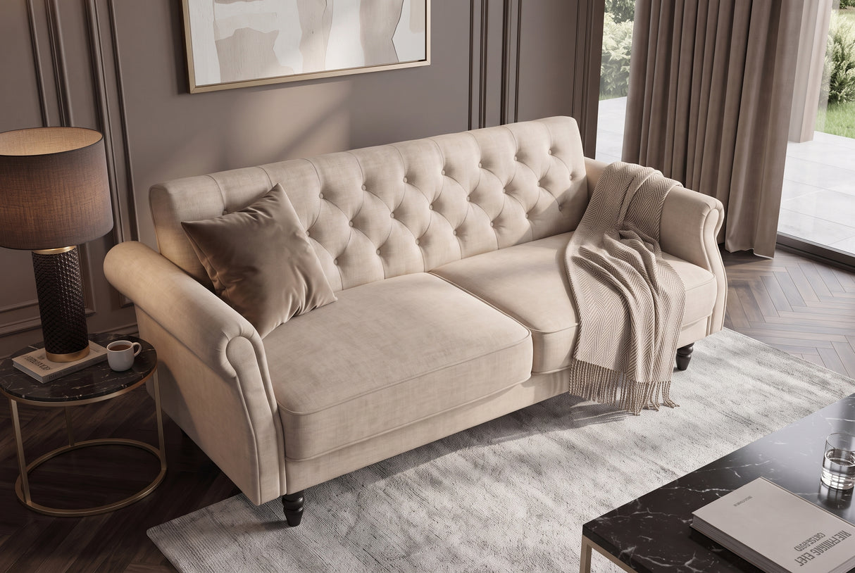 Schlafsofa MAISON BELLE AFFAIRE 220cm Samt Vogue Champagner Beige