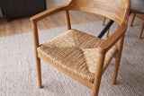 Chair KENNEDY wicker seat w/ armrests teak wood natural