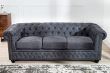 Sofa CHESTERFIELD 3-seater microfibre antique grey