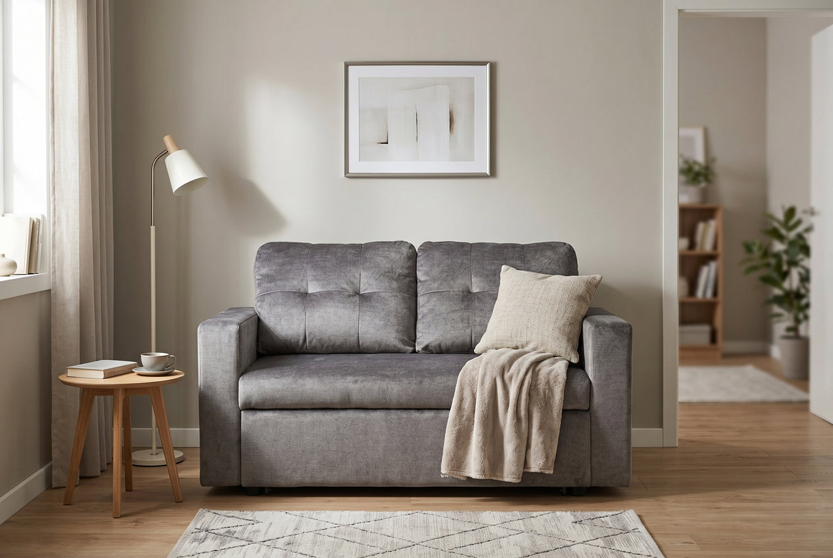 Schlafsofa SMART 140cm 2-Sitzer Samt grau