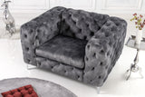 Armchair MODERN BAROCK Chesterfield look 120cm velvet grey