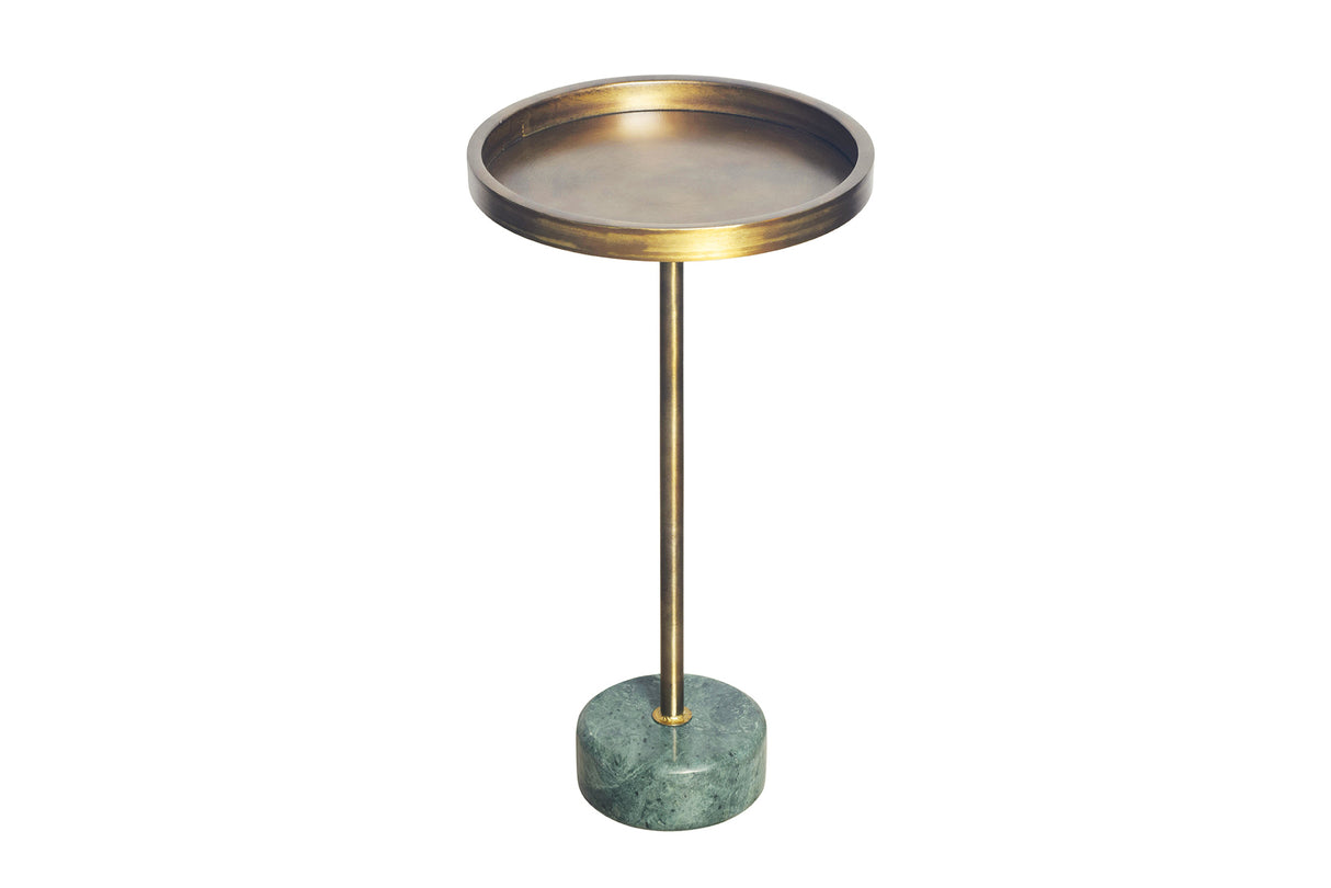 Side table TRAYFUL 60cm marble base green and top brass