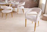 Chair BOUTIQUE beige brushed structured fabric w/ golden legs