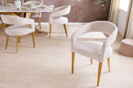Chair BOUTIQUE beige brushed structured fabric w/ golden legs