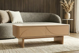 Coffee table SAVOY 120cm 3D natural w/ travertine marble ceramic top