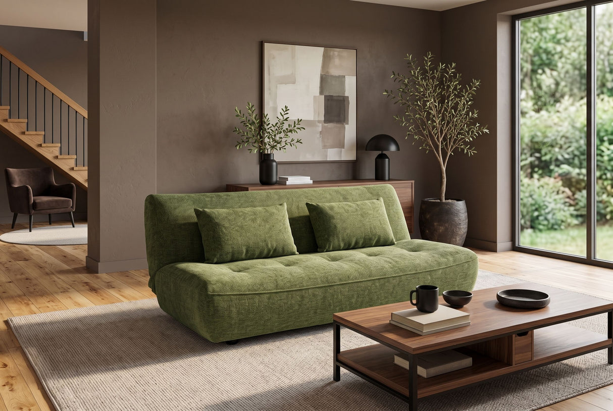 Schlafsofa ELYPSE 200cm 3-Sitzer Chenille grün