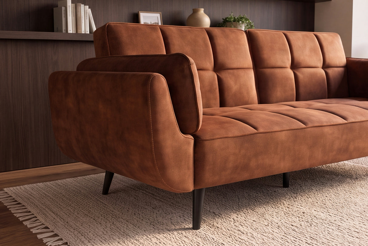 Schlafsofa BOUTIQUE 215cm 3-Sitzer Samt Rostbraun