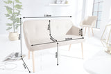 Bench SCANDINAVIA 116cm with armrests textured fabric natural