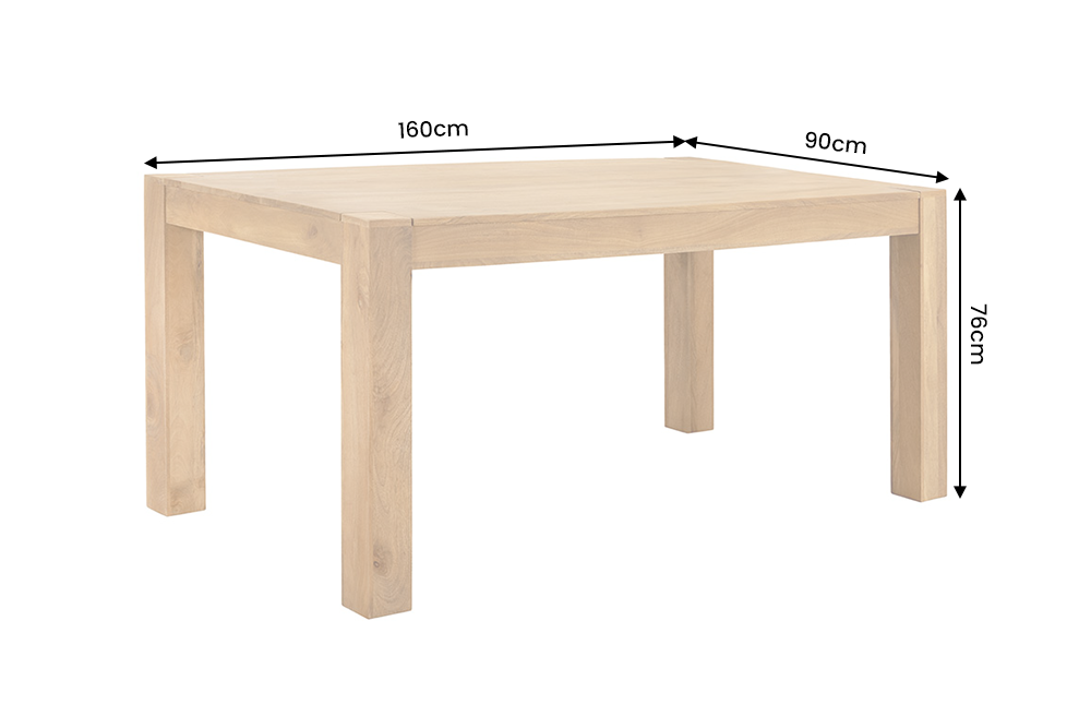 Esstisch MAKASSAR 160cm Mangoholz creme-natur