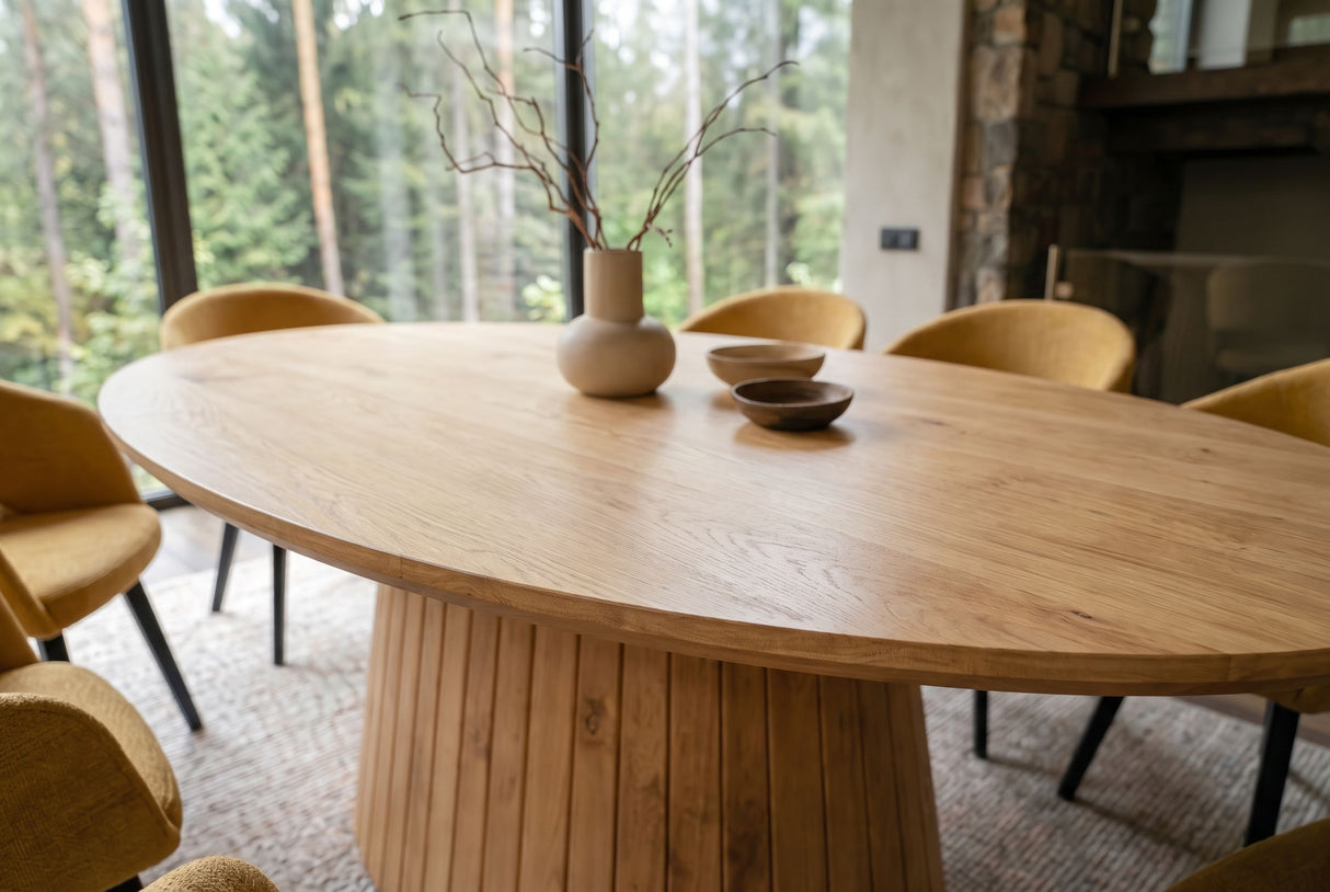 Dining table ART DECO 220cm oval table top mango wood natural creamy