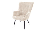 Sessel SCANDINAVIA m. Armlehnen u. schwarzen Metallbeinen Chenille-Stoff Champagner