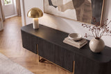 TV-Board GATSBY 160cm Retro Stil Mangoholz schwarz gold