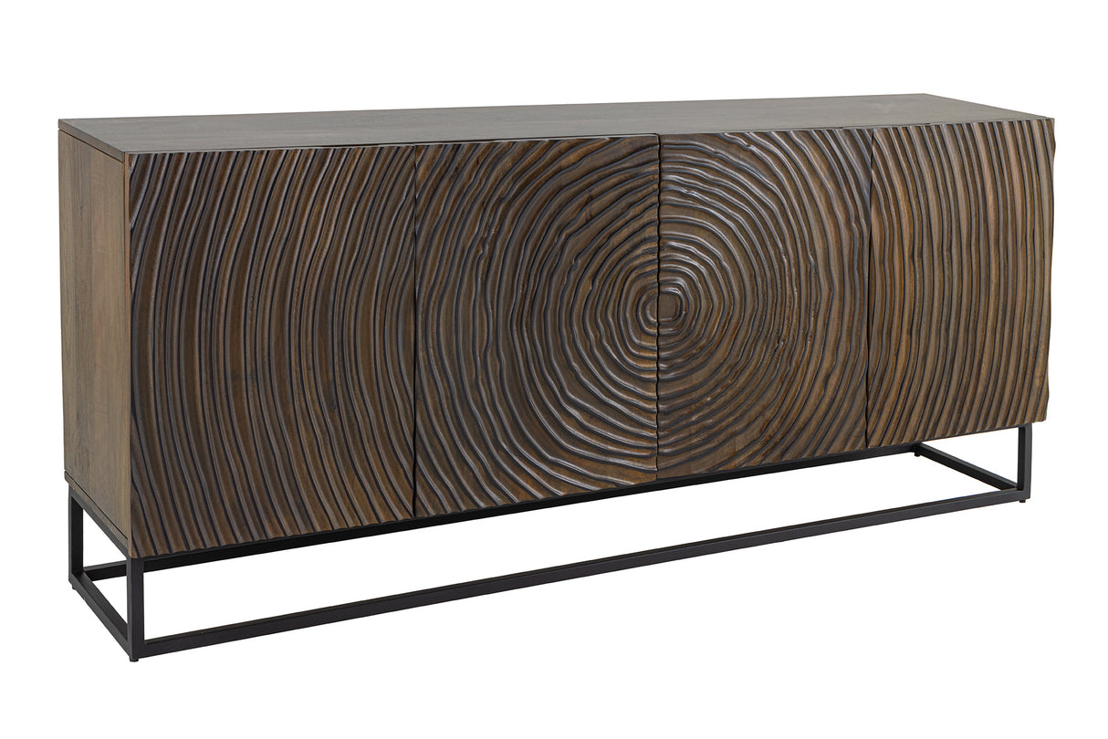 Sideboard ZEN CIRCLE 180cm 3D Mangoholz schwarzbraun