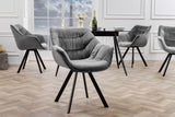 Swivel chair THE DUTCH COMFORT with armrests velvet grey