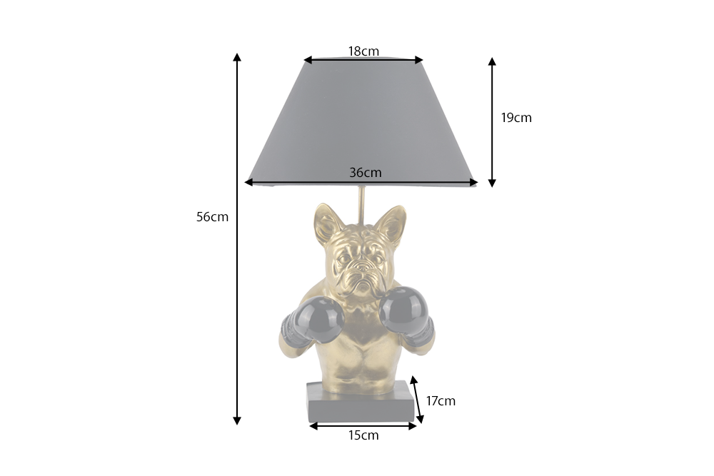 Tischleuchte BULLDOG 55 cm, gold, schwarzer Schirm