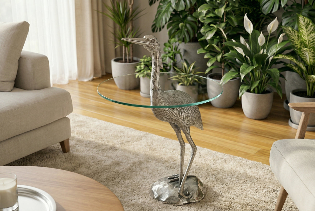 Side table WILDLIFE HERON 90cm silver