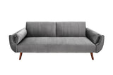 Sofa bed DIVANI 215cm with armrests velvet silver grey