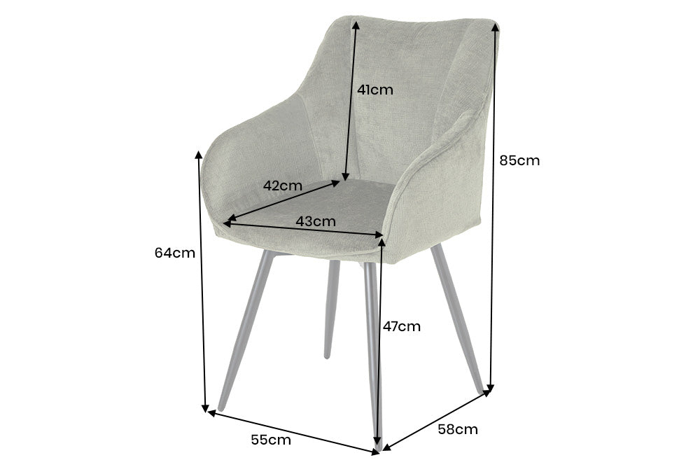Swivel chair AVIGNON 360° w/ armrests chenille fabric green and black legs