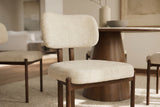 Stuhl BELLANO Chenille cremig beige nussbaumfarben
