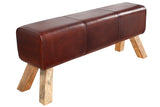 Bench BOCK 120cm genuine leather and mango wood brown