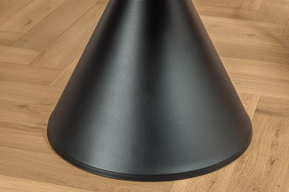 Esstisch SIGNATURE 135 cm, rund, schwarzer Metallrahmen, Keramikplatte aus weißem Marmor