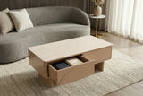 Coffee table SAVOY 120cm 3D natural w/ travertine marble ceramic top
