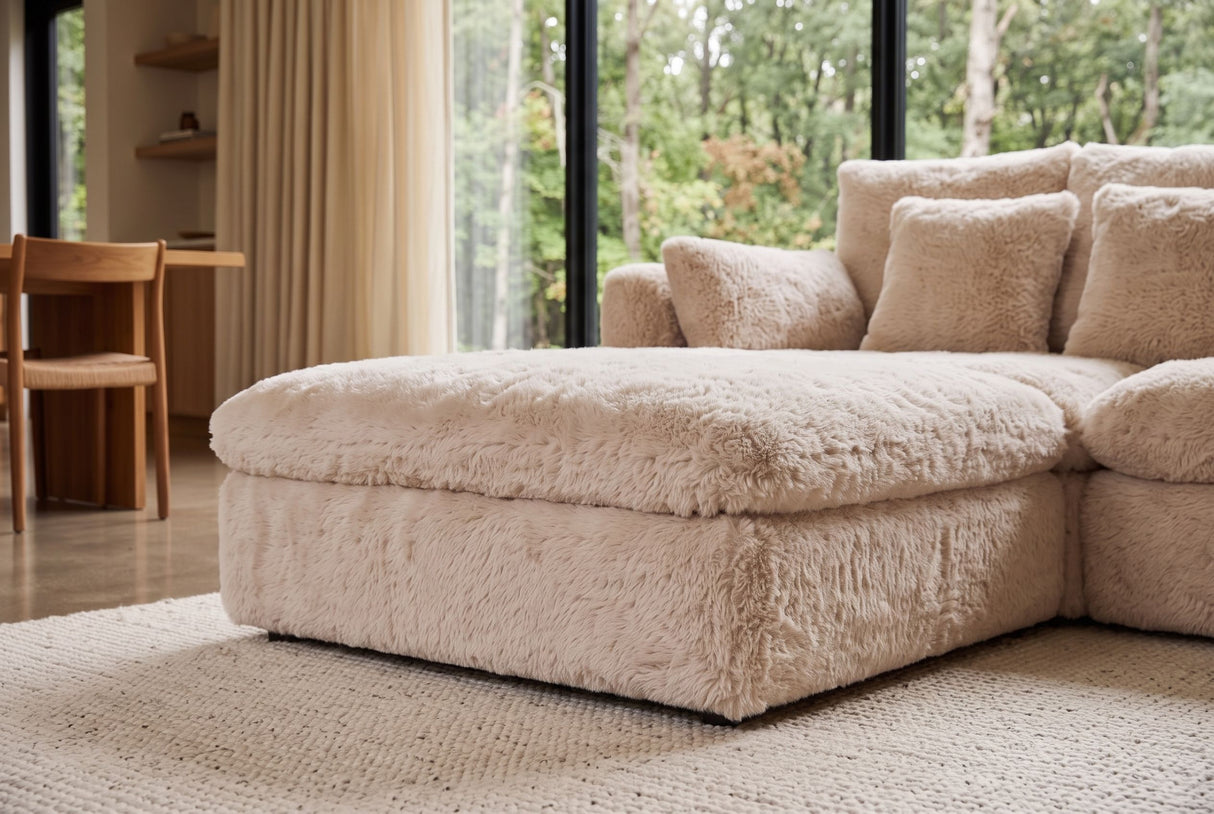 Hocker YETI 100cm abnehmbarer Bezug champagner-beige