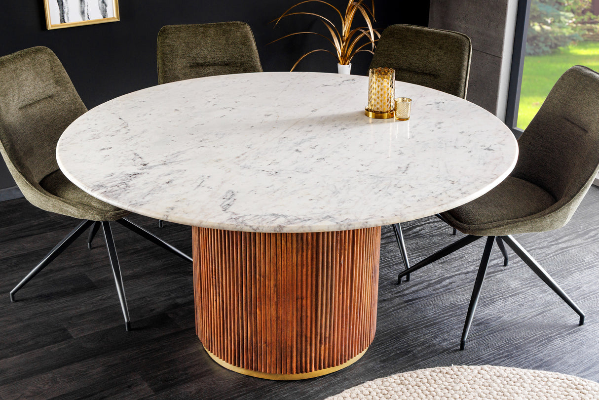 Dining table GATSBY 140cm round mango wood marble