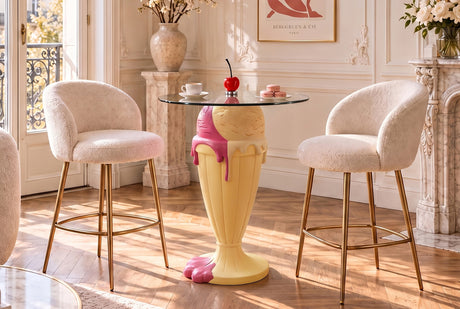 Bistro table SUNDAE 75cm pastel yellow w/ magnetic removeable cherry SWEET SOCIETY in-house Design
