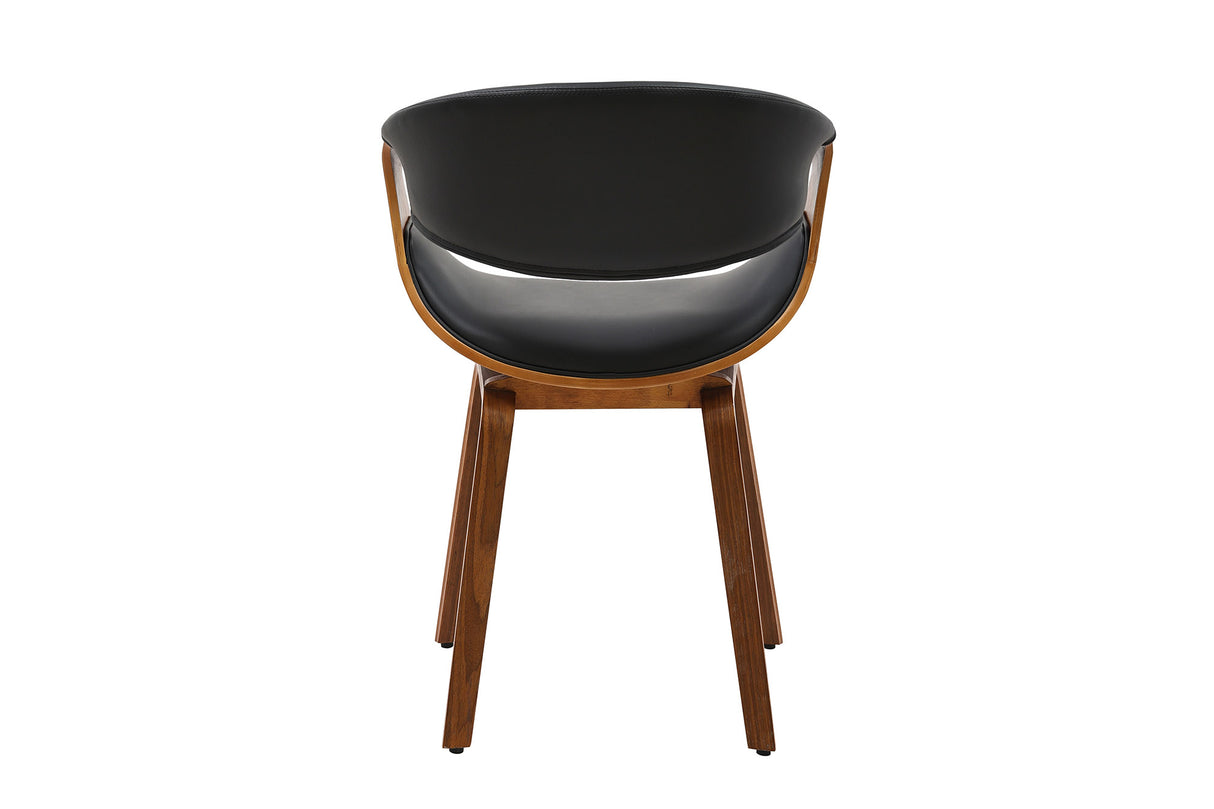 Stuhl ORGANIC mit Armlehnen Kunstleder schwarz und Walnussholz-Optik Gestell Retro-Stil