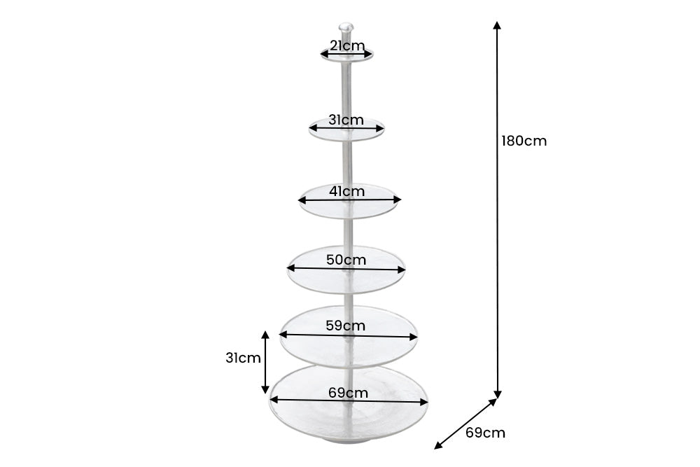 Etagere ABSTRACT 180cm 6 trays silver