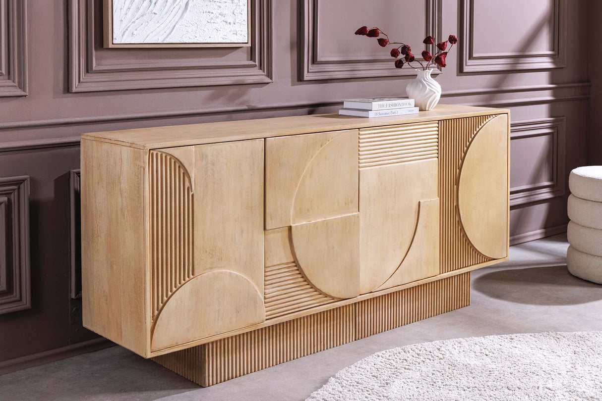 Sideboard ART DECO 170cm 3D Mangoholz naturweiß