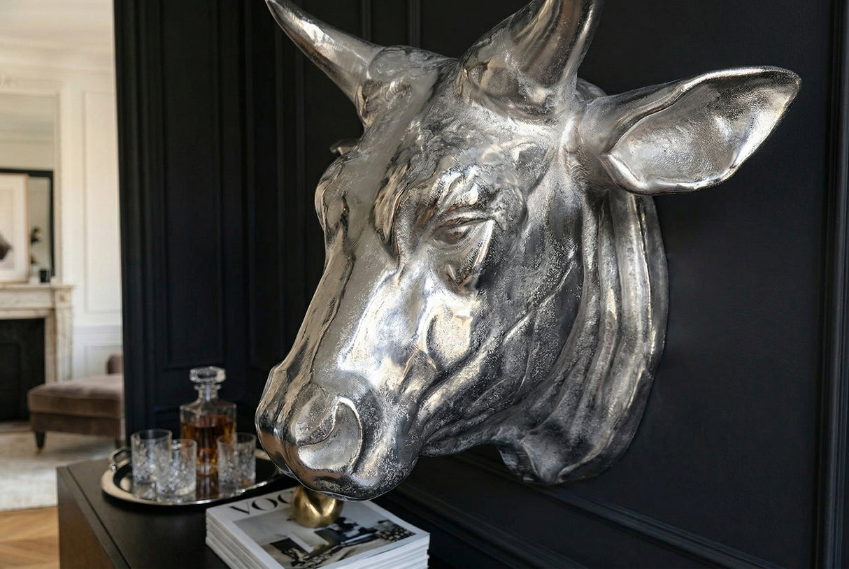 Wall Deco bull head TORERO 65cm silver