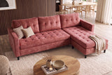 Corner sofa STOCKHOLM 220cm 3-seater w/ ottoman button tufted look velvet dusky pink