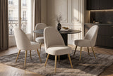 Chair MIA CASA brushed metal legs cord beige champagne gold