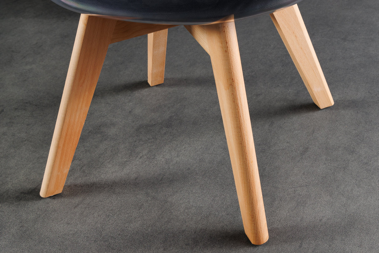 Chair SCANDINAVIA MEISTERSTÜCK beech wood legs transparent black artificial leather