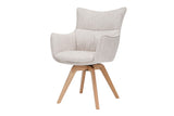 Drehstuhl VOGUE 360° drehbar Strukturstoff beige mit Eichengestell natur