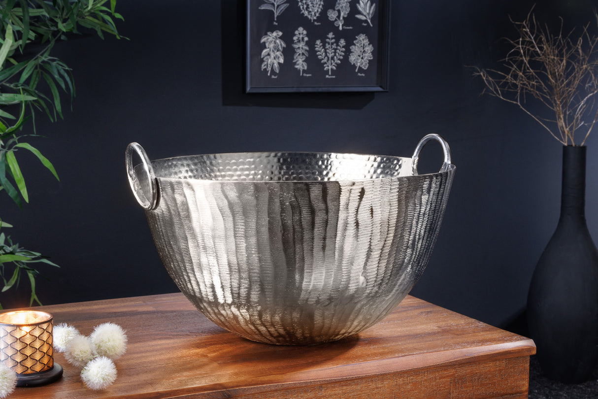 Decoration bowl ORIENT 40cm with hammer stroke effect silver