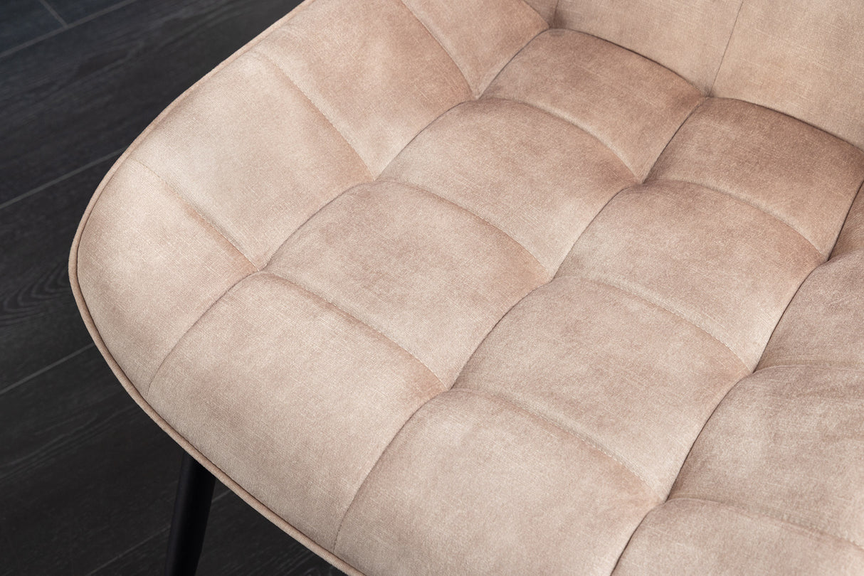 Stuhl ROADSTAR Samt Champagner-Beige mit schwarzen Metallbeinen