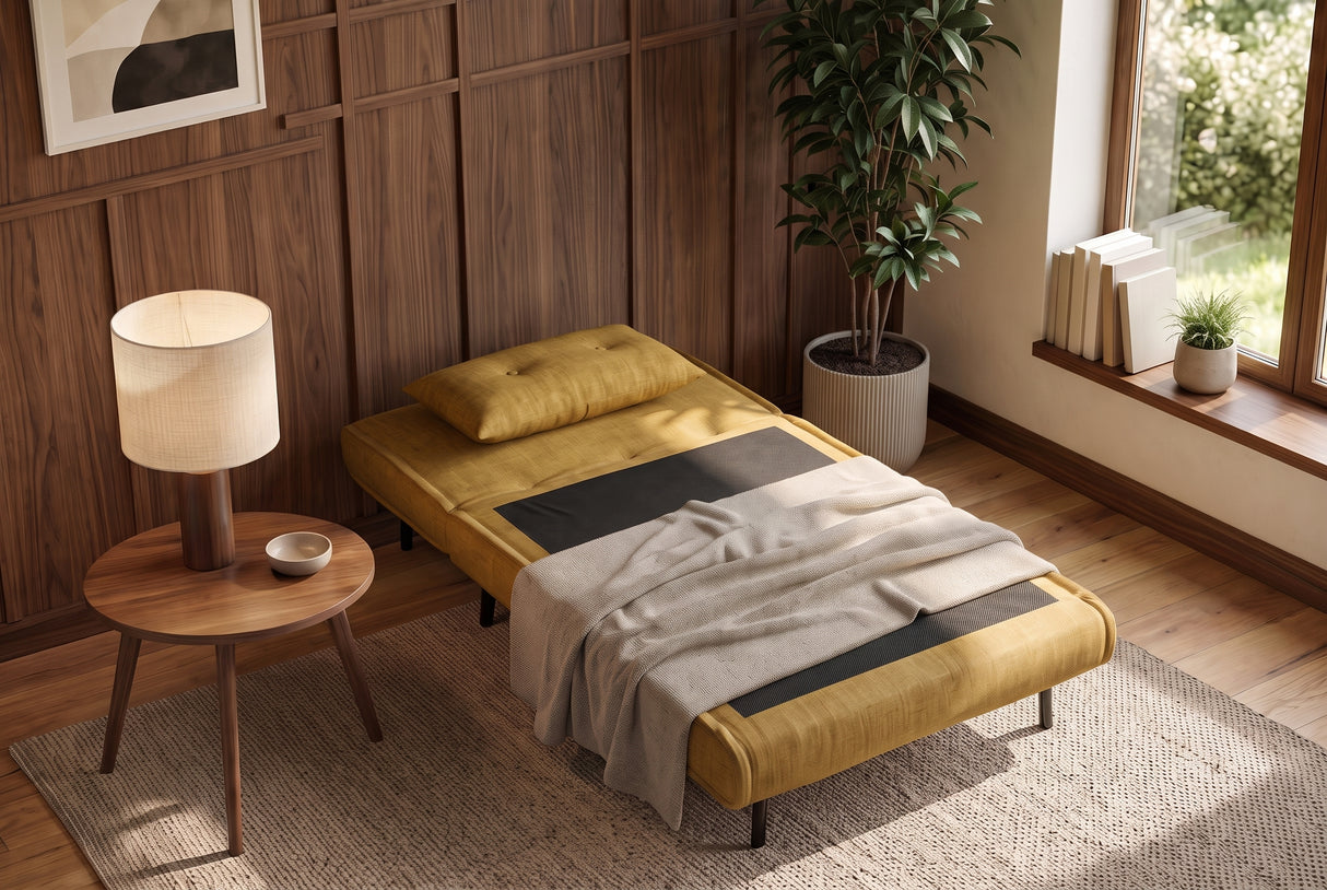 Sleeping chair SMART MULTIFUNCTION 100cm velvet mustard yellow