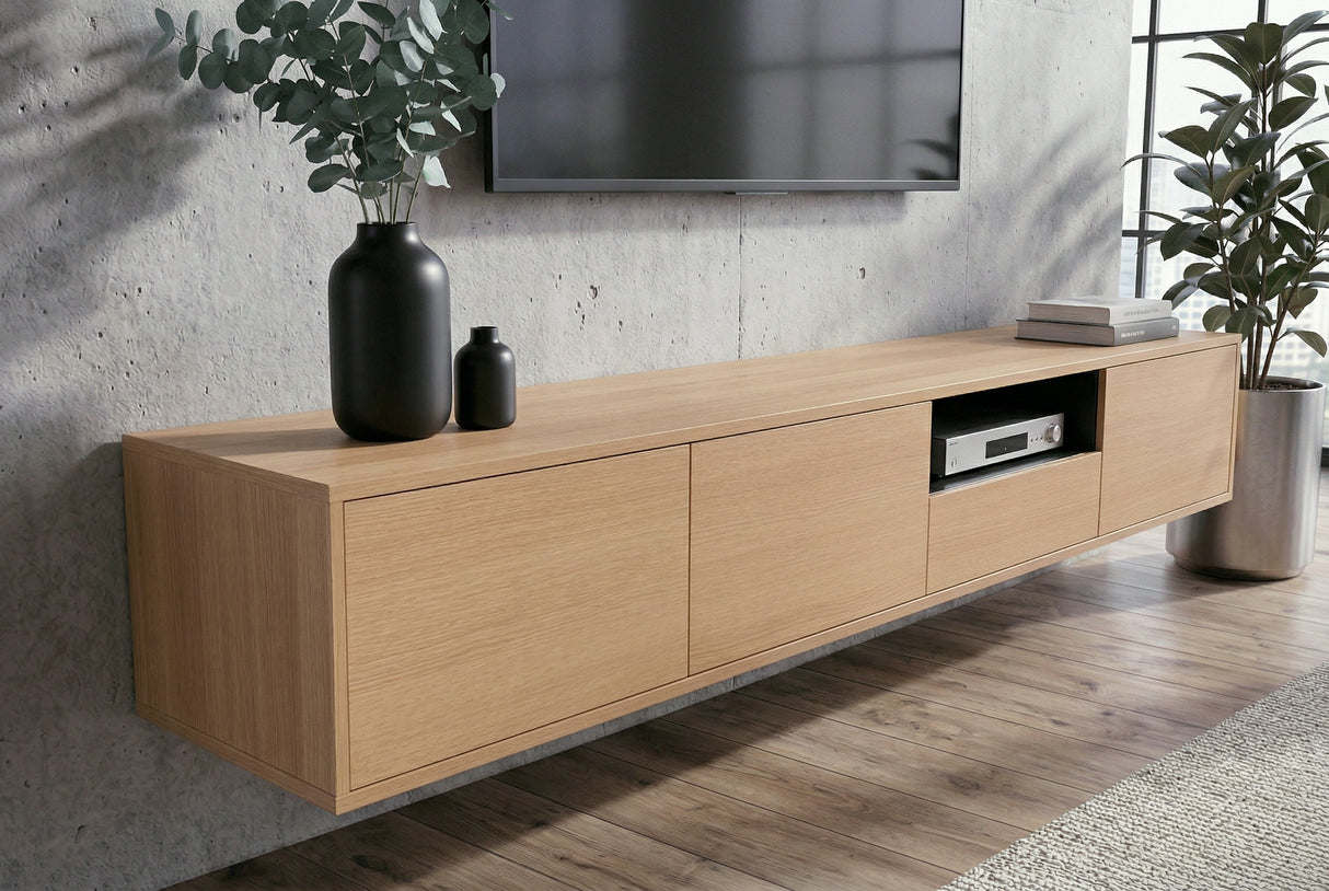 TV-Board LOFT 200 cm hängend natur schwarz