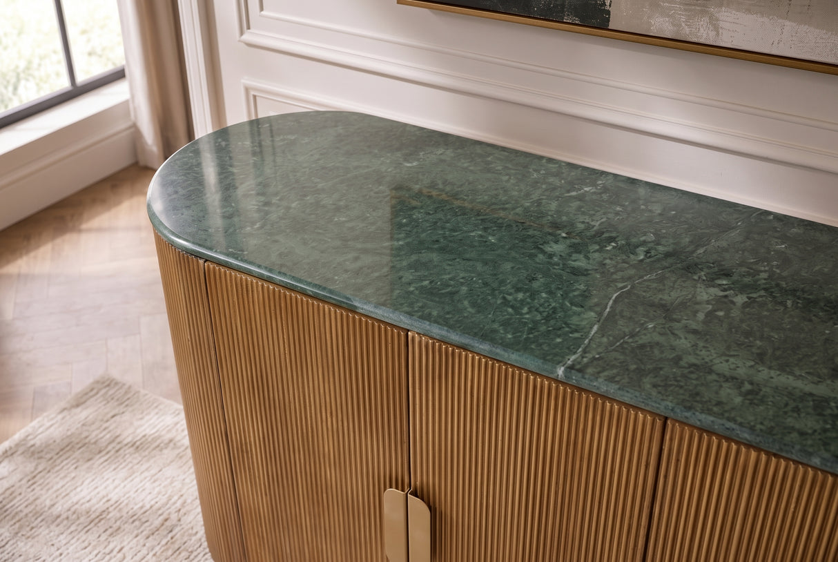 Sideboard VENEZIANO 170cm Mangoholz und Marmorplatte grünbraun