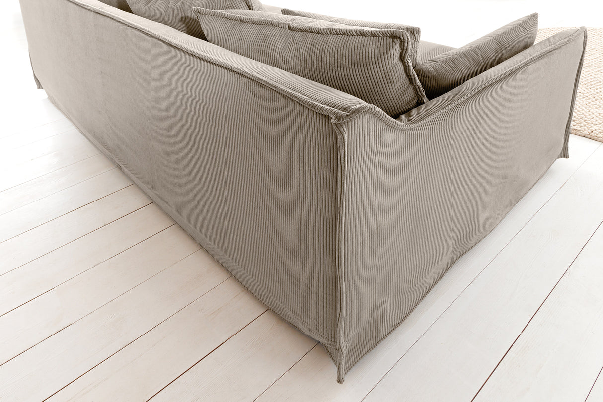 Sofa HEAVEN 200cm 3-Sitzer Federkern abnehmbarer Bezug Cord Greige