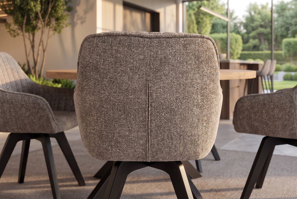 Swivel chair LIVORNO 180° auto-return w/armrests microfibre taupe