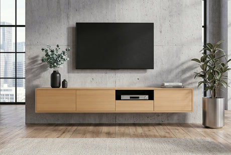 TV-Board LOFT 200 cm hängend natur schwarz