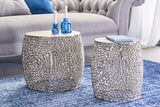 Couchtisch LEAF 40cm 2er Set silber