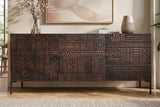 Sideboard TRIBAL 180cm 3D Antik-Look Mangoholz dunkelbraun