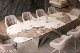 Dining table INFINITY 180-220-260cm boat-shaped extendable pandora ceramic white brown