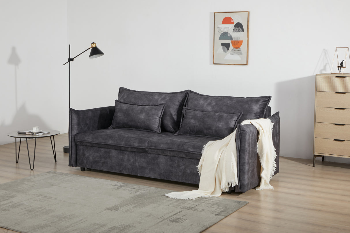 Schlafsofa APARTMENT 215cm 3-Sitzer Samt grau