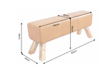 Bench TURNBOCK 120cm mango wood genuine leather cognac brown